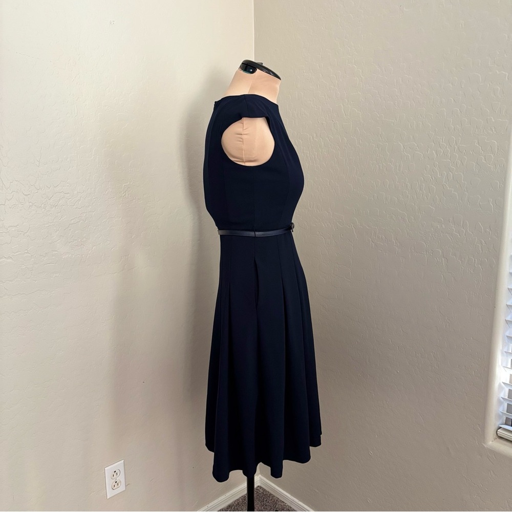 ELIZA J Bateau Neck Cap Sleeve Midi Dress In Navy NEW - Picture 5 of 17
